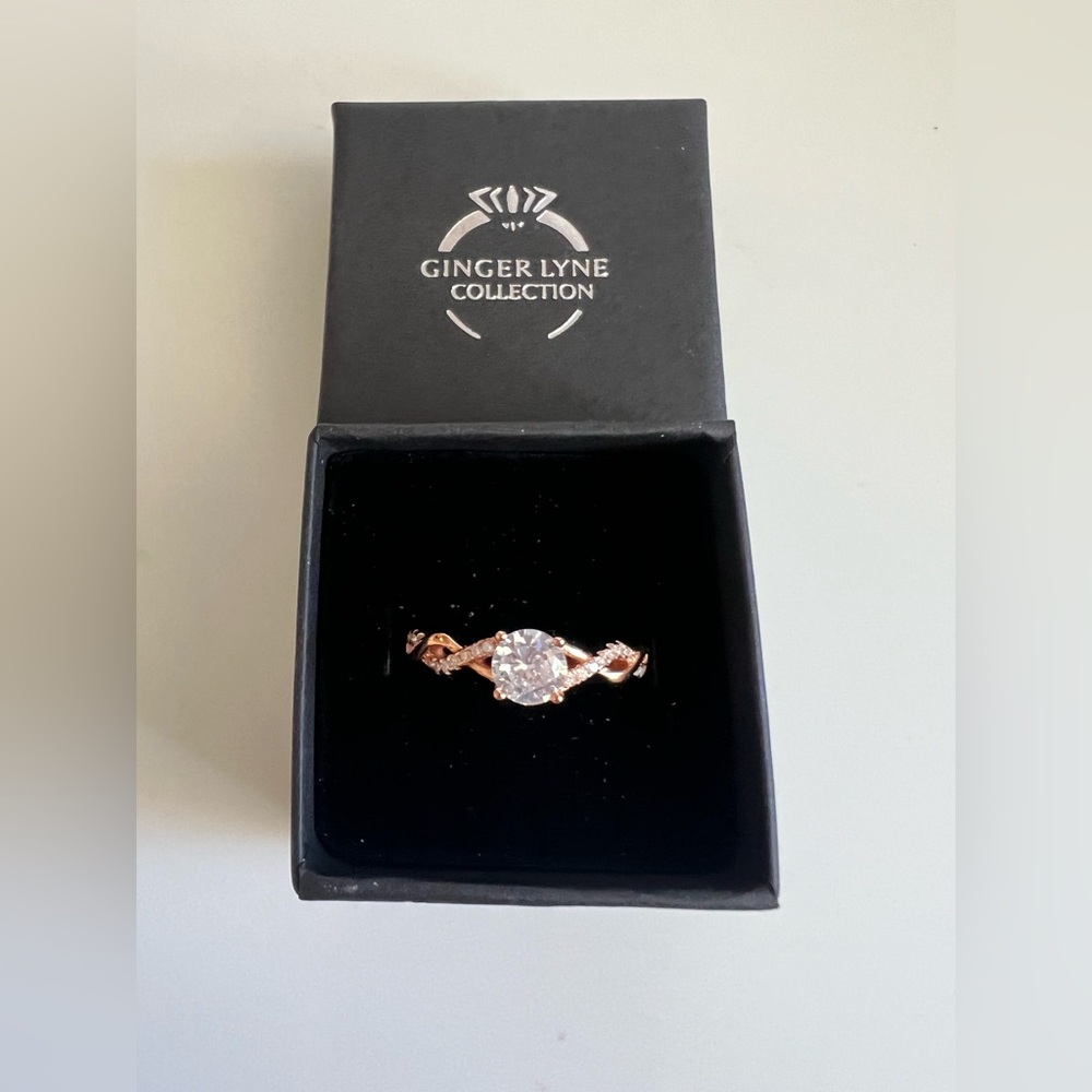 Twist CZ Engagement Rings for Women by Ginger Lyne - Picture 10 of 14